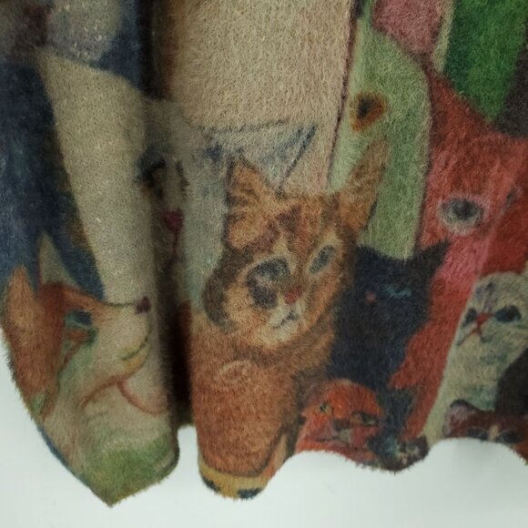 Cotton/Wool Oversized Cat Print Sweater OS Multicolor - Picture 8 of 16